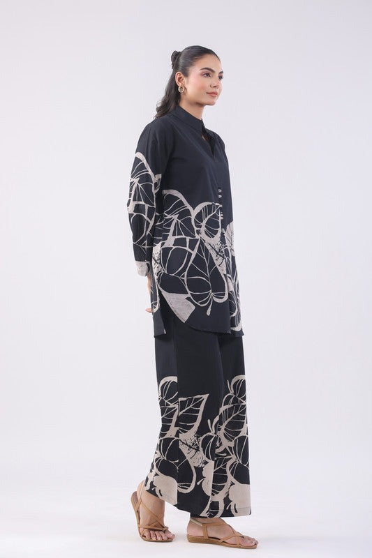 Modern Abstract Leaf Black & Red Co-ord Set