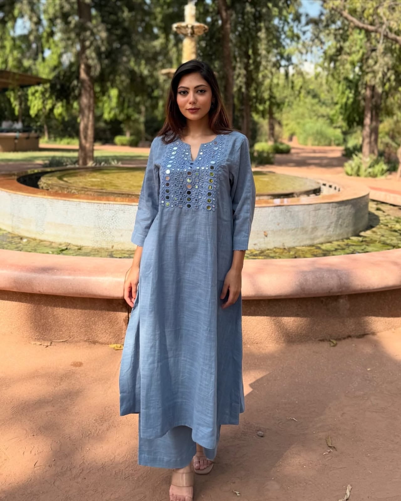 Serene Blue Mirror Work Kurta Set