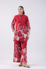Modern Abstract Leaf Black & Red Co-ord Set