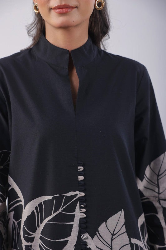 Modern Abstract Leaf Black & Red Co-ord Set
