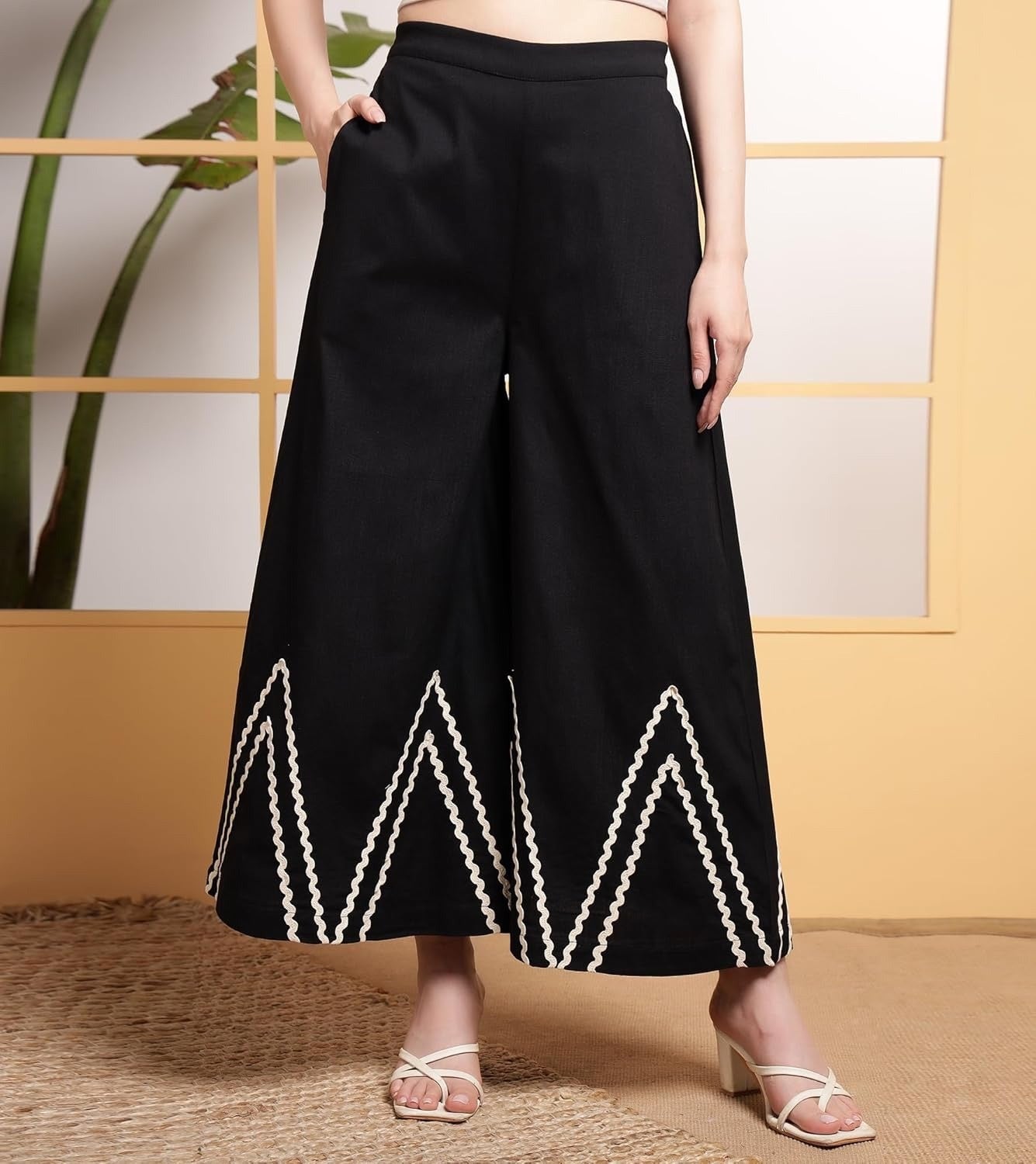 Elegant black co-ord set with zigzag lace