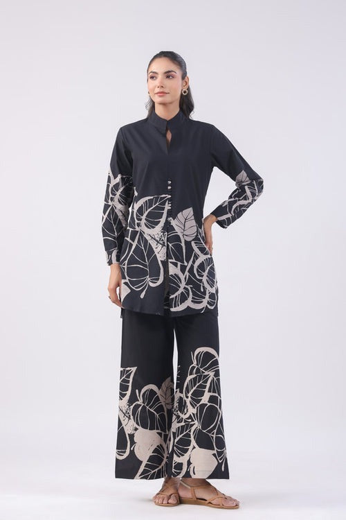 Modern Abstract Leaf Black & Red Co-ord Set