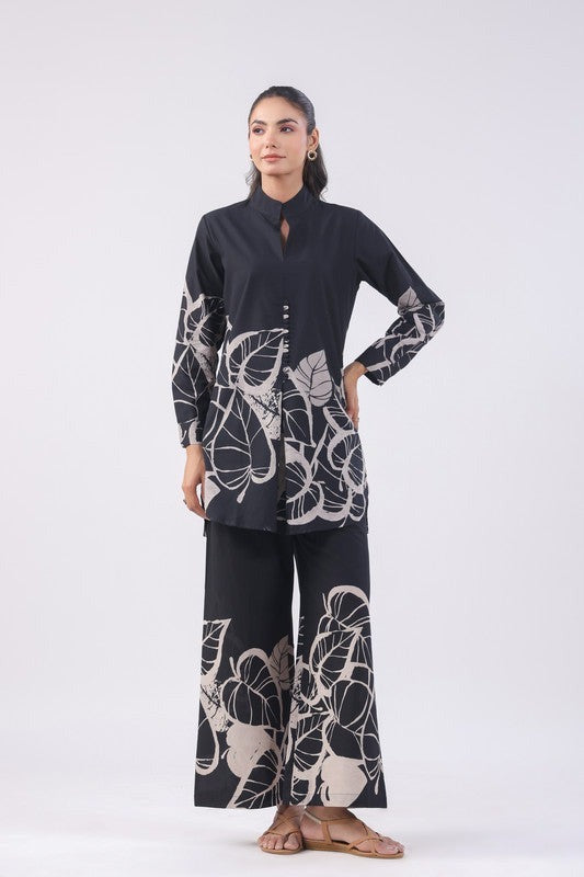 Modern Abstract Leaf Black & Red Co-ord Set
