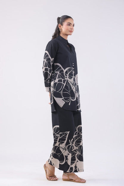 Modern Abstract Leaf Black & Red Co-ord Set