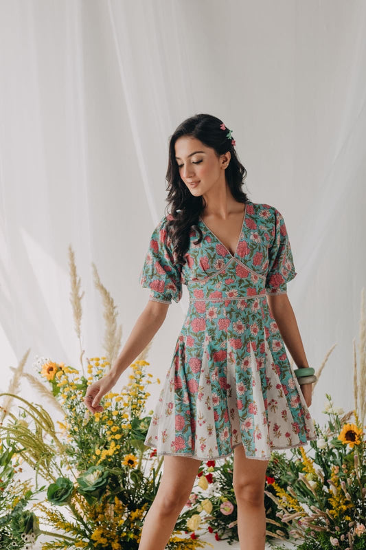 Breezy Floral V-Neck Mini Dress - Summer Essential