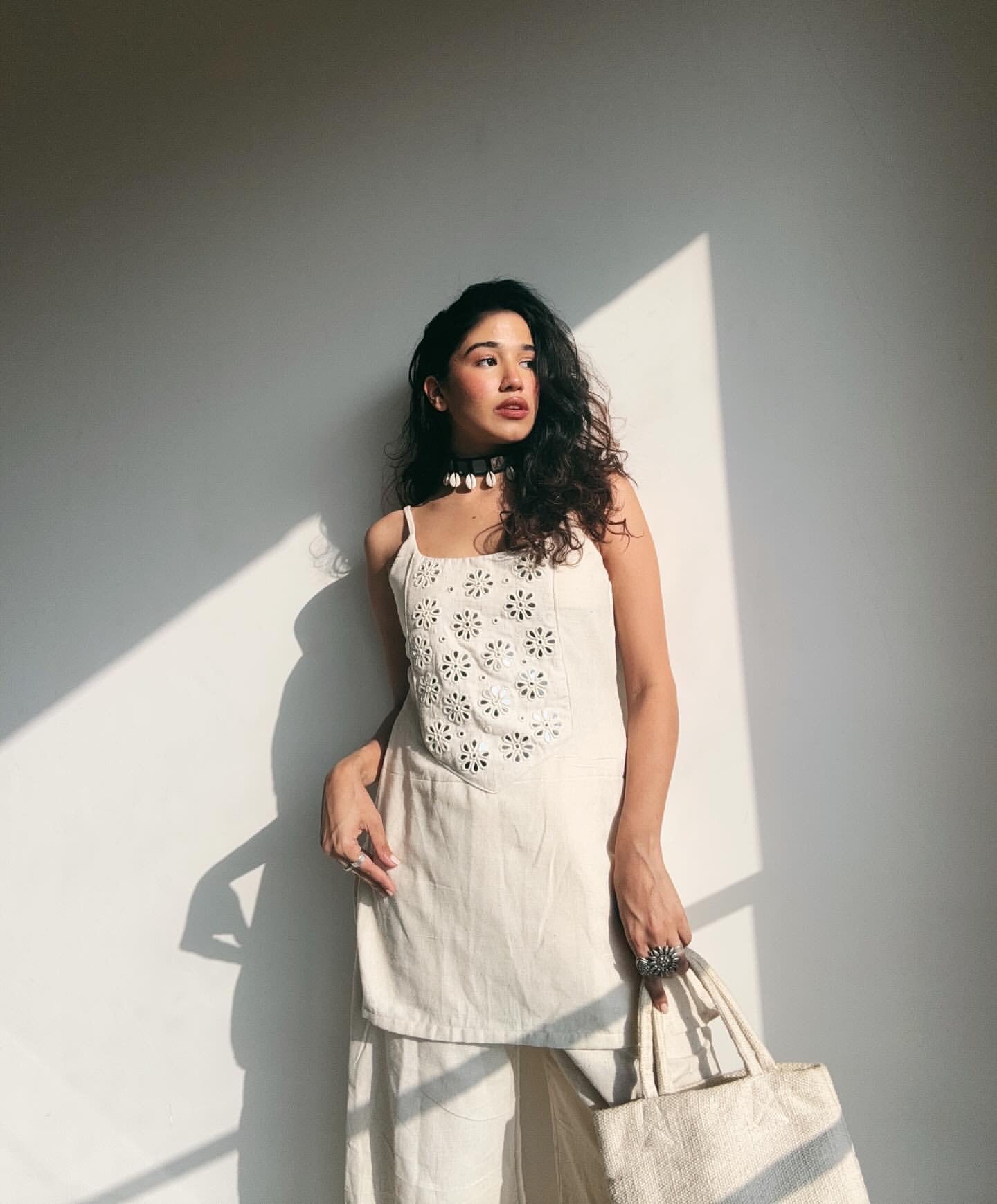Handcrafted Cotton Slub Mirror Work Top & Co-ord Set