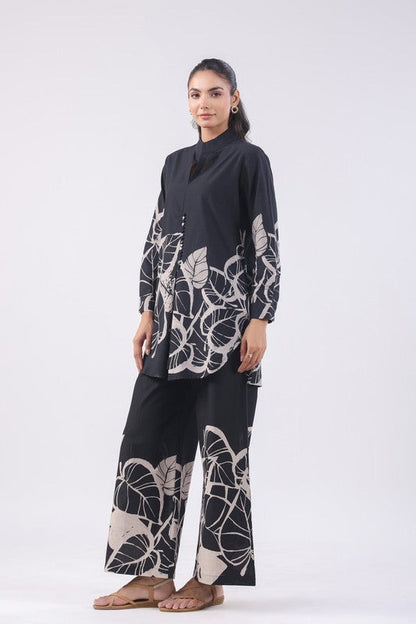 Modern Abstract Leaf Black & Red Co-ord Set