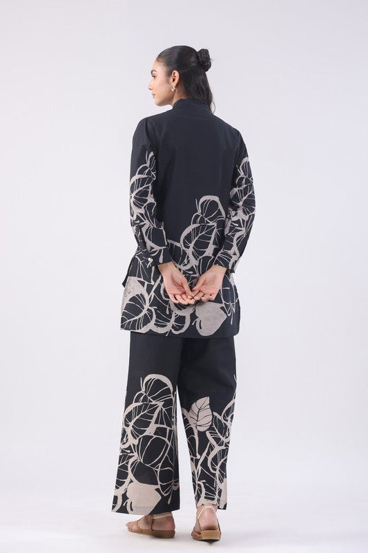 Modern Abstract Leaf Black & Red Co-ord Set