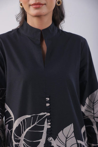 Modern Abstract Leaf Black & Red Co-ord Set